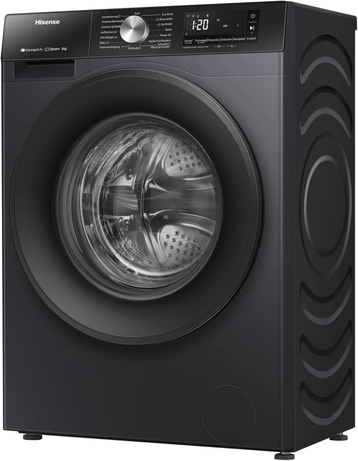Hinsense WD3S8043BB3 pralko-suszarka ConnectLife /16 programów/8 kg, 54 litry/1400 obr./min/funkcja pary/JetWash/program antyalergiczny/program automatyczny/Eco Wash/Odświeżanie pary/wełna/EEK A-D