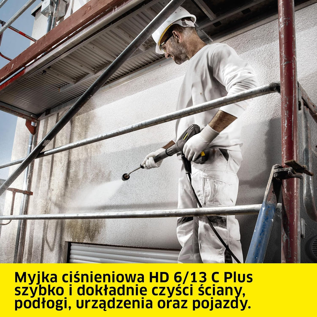 Kärcher myjka wysokociśnieniowa HD 6/13 C Plus, ciśnienie maksymalne 190 bar, wydajność 590 l/H, łatwy transport, w zestawie pistolet wysokociśnieniowy EASY Force, narzędzie do usuwania zanieczyszczeń