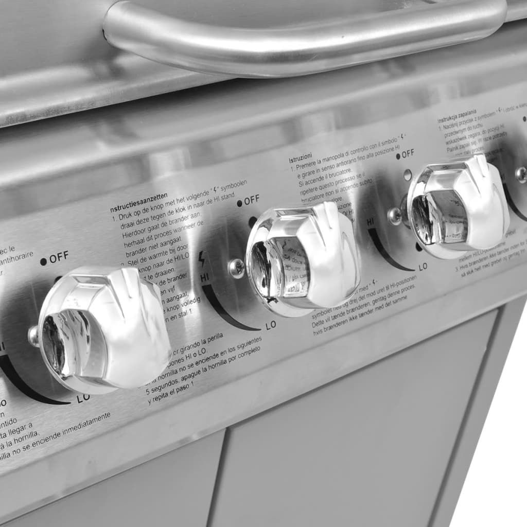 Grill gazowy Vidaxl z 4+1 palnikami, srebrny