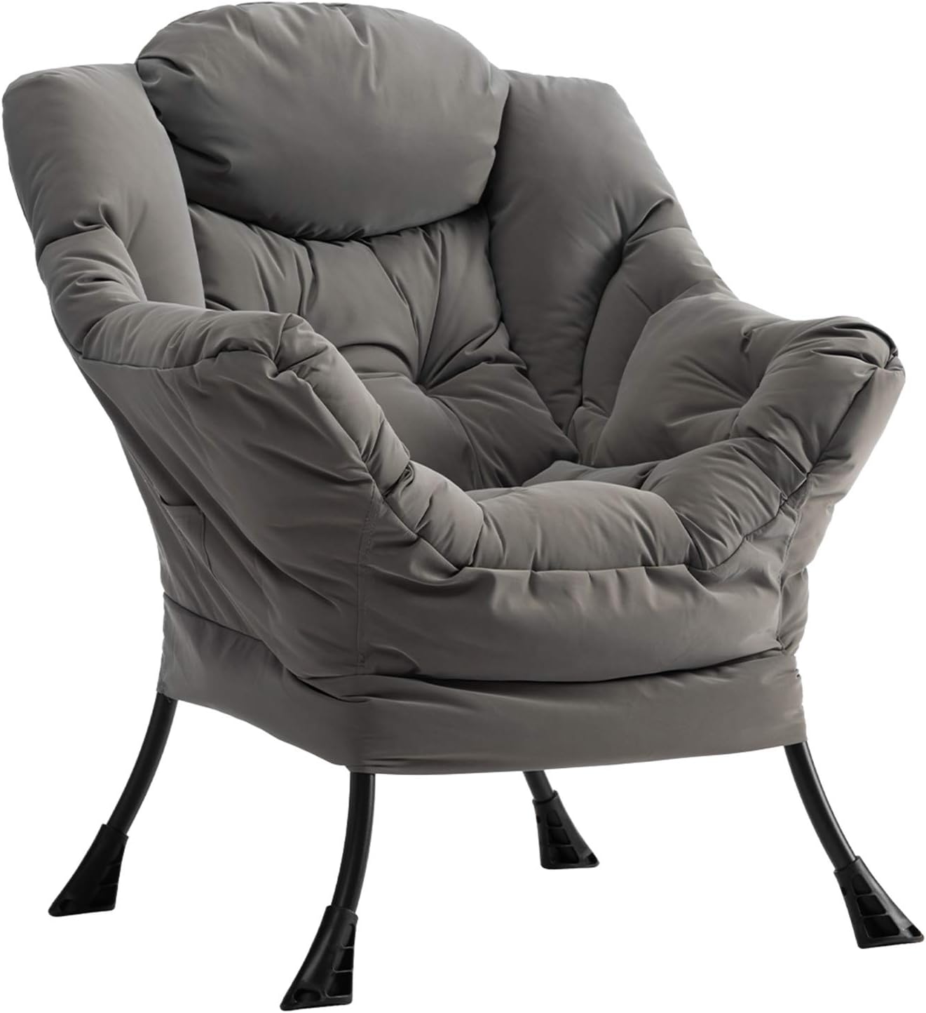 HollyHOME Poltrona, Relax Poltrona con Braccioli e Divano Pocket, Tessuto in Velluto, Leisure Sofa con Tessuto Moderno e Struttura in Acciaio, Blu Scuro