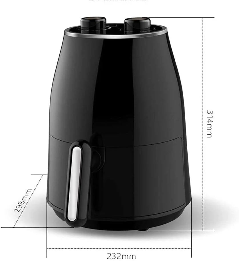 Frytkownica powietrzna o mocy 1230 W, wykorzystuje zasadę grzania z cyrkulacją powietrza, Kuchenka bezolejowa z inteligentnym pokrętłem jest łatwa w obsłudze, Mini frytownica domowa może być używana