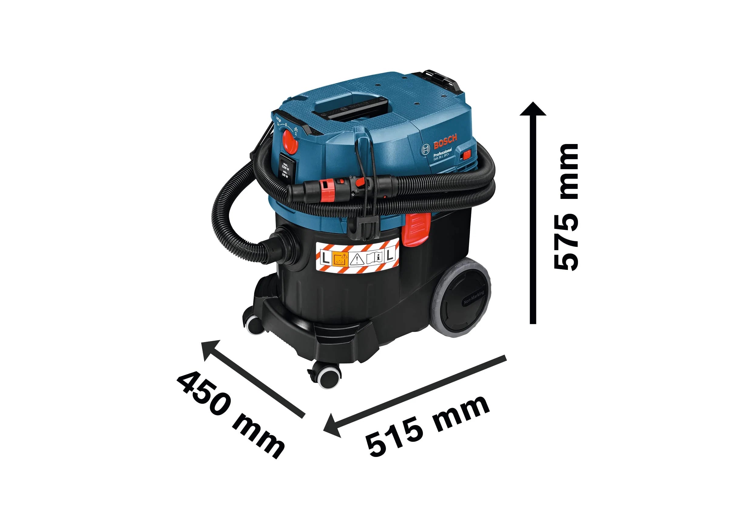 Bosch Professional: odkurzacz do pracy na mokro i sucho GAS 35 L SFC+ (1 200 W, 3 rury chromowane, wąż 3 m, zestaw dysz podłogowych, 1 filtr płaski fałdowany, worek na pył)