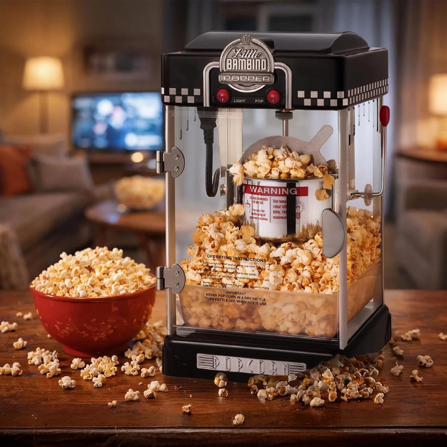 Little Bambino Maszyna do popcornu - 2,5 uncji stolik filmowy teatr popcorn popper ze stali nierdzewnej od Great Northern Popcorn (czarny)