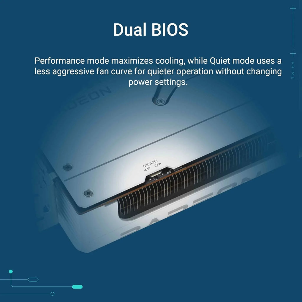 ASUS Prime Radeon RX 9070 XT White OC Edition 16 GB GDDR6 karta graficzna dla graczy (AMD Radeon RX9070XT RDNA 4, 2,5 gniazda, PCIe 5.0,1 x HDMI 2.1b, 3X DisplayPort 2.1a, biała