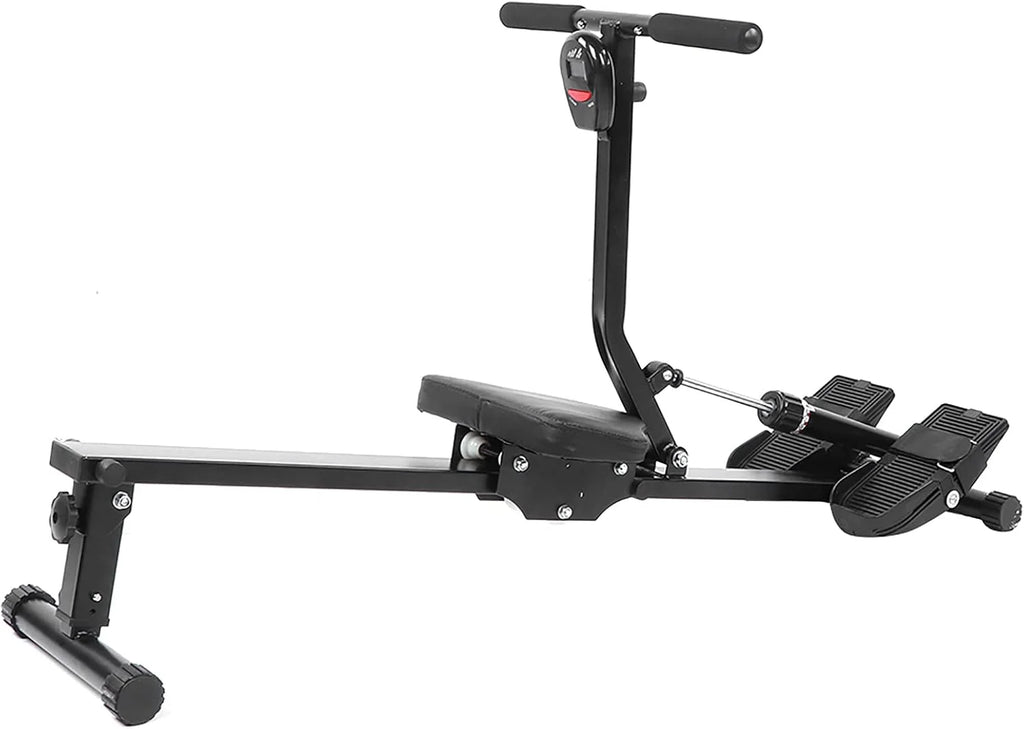 Składany Wioślarz, Wioślarz do ćwiczeń w Domu z Regulowanym Oporem, o Wytrzymałej Stalowej Ramie z Cyfrowym Monitorem LCD, Idealny do Treningu Cardio