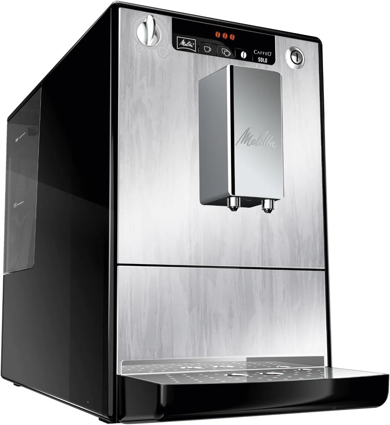 Melitta E 950-222 Caffeo Solo Automatyczny Ekspres do Kawy, 1400 W, 1,2 Litra, Czarny/Srebrny