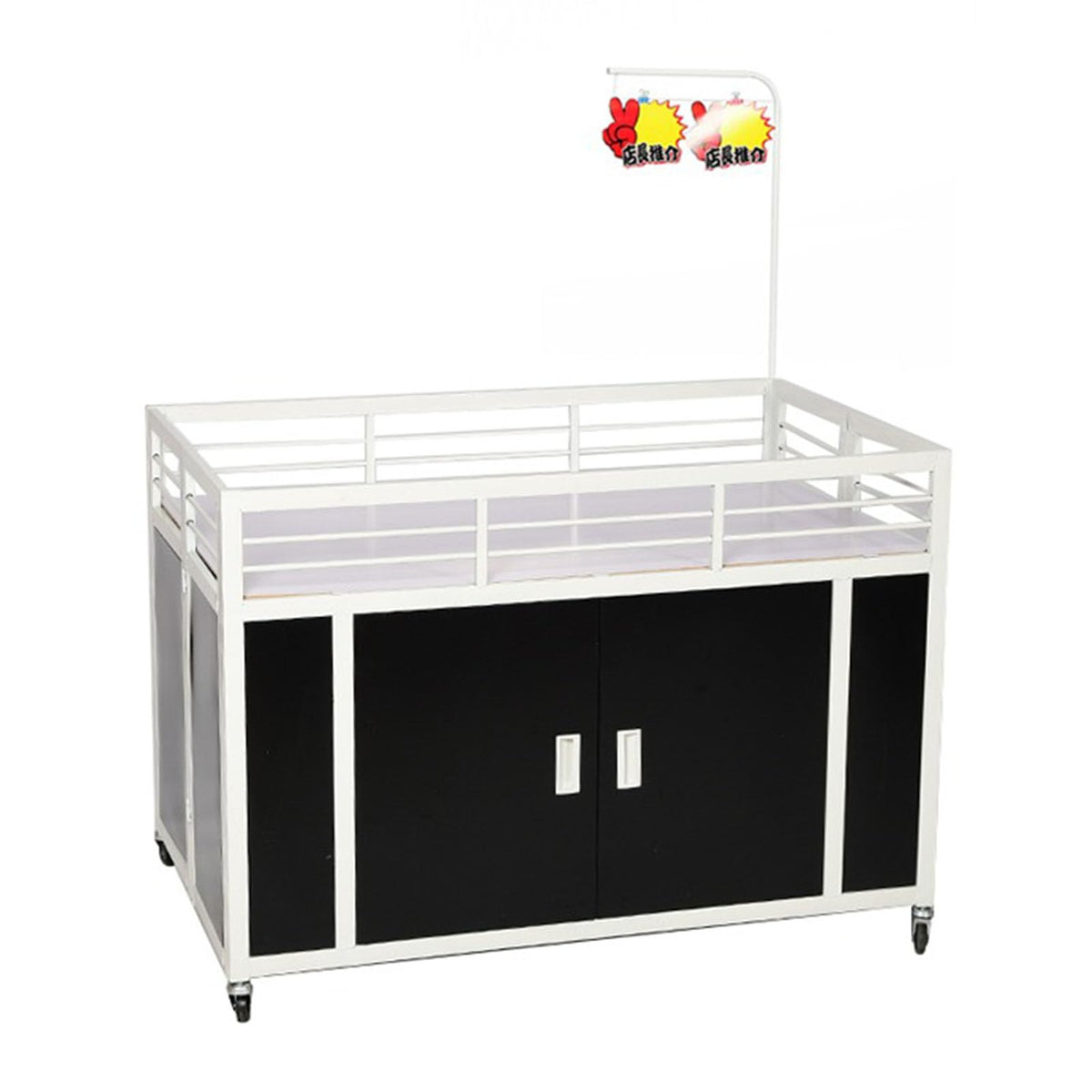 Mobile Portable Promotion Counter Tableï¼trade Show Podium Table Display Exhibition Counter Standï¼supermarket Demo Metal Display Banner Stand Reception Event Desk ï¼multi-purpose Flower Shelf
