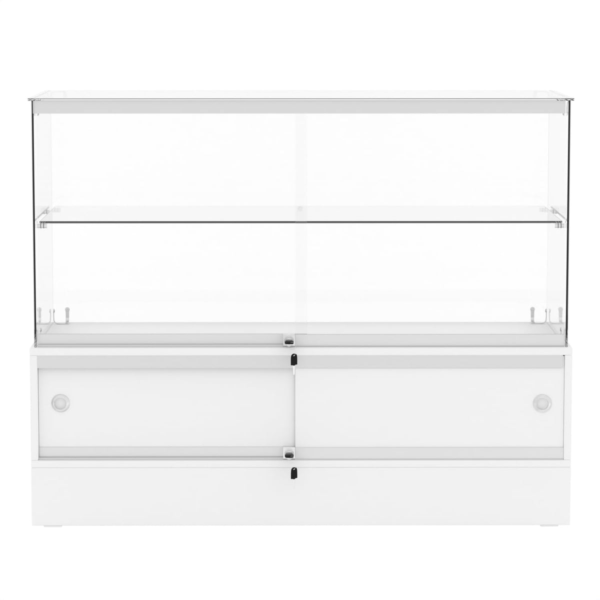 48" W x 17.9" D x 37.9" H - Black Full Vision Retail Display Case, Tempered Glass Display Cabinet with Glass Shelves and Storage Compartment,Storage Cabinets for Retail and Collectible Display