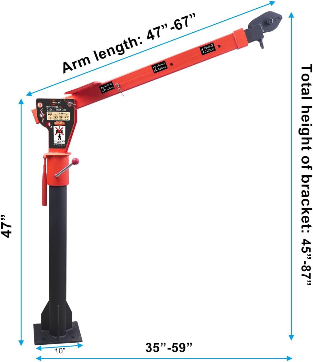 new Folding Dismountable Household Jib Crane Truck - 1100lb Capacity 110V Electric Hoist, 880lb Pulling Force for Factories, Warehouses, Construction & Buildingï¼Orange