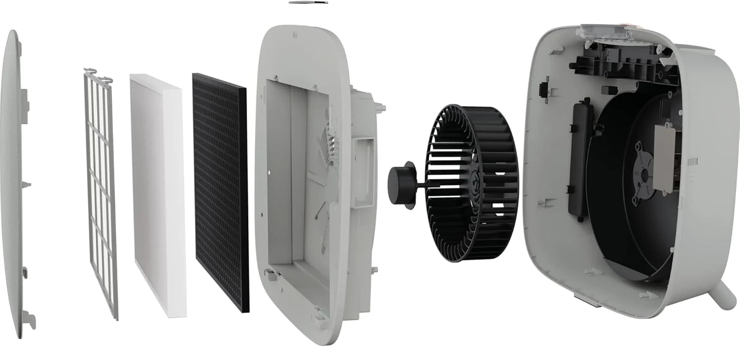 AEG APU72771DG oczyszczacz powietrza, filtr HEPA, eliminuje 99,5% bakterii, pojemność do 70 m2, 3 prędkości, dotykowy, sterowanie głosem, Wi-Fi, czujnik wilgotności/temperatury, filtrowanie 4 etapów,