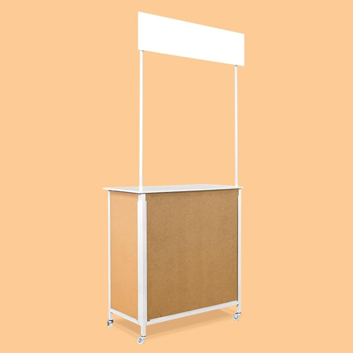 Mobile Portable Promotion Counter Table, Pop Up Podium Trade Show Exhibition Reception Event Desk Trade Show Display Counter Speech Stand Supermarket Tasting Table (PVC Board - a,74 x 36 x 83cm)