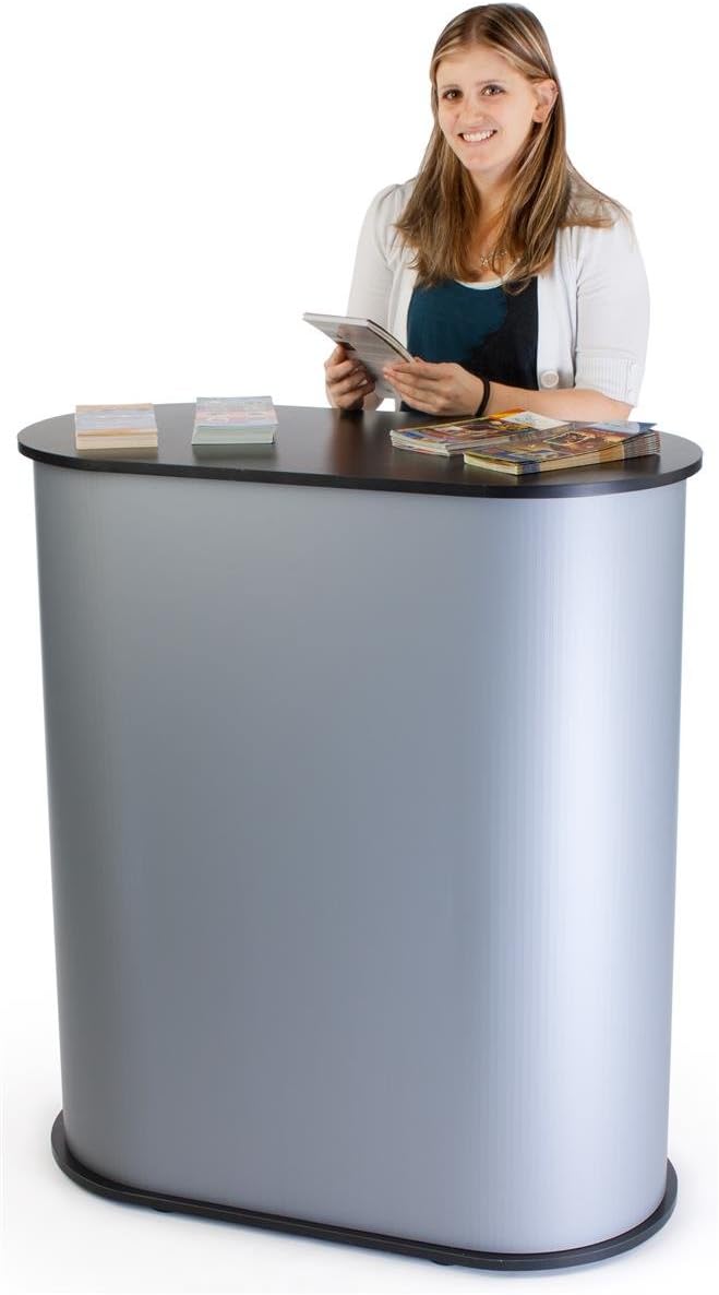Displays2go Trade Show Counter with Satin Gray Sidewalls