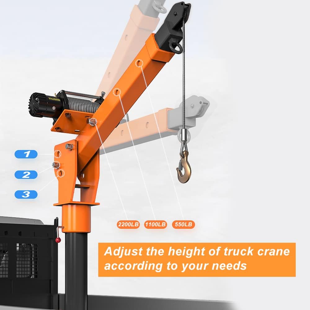new Folding Dismountable Household Jib Crane Truck - 1100lb Capacity 110V Electric Hoist, 880lb Pulling Force for Factories, Warehouses, Construction & Buildingï¼Orange