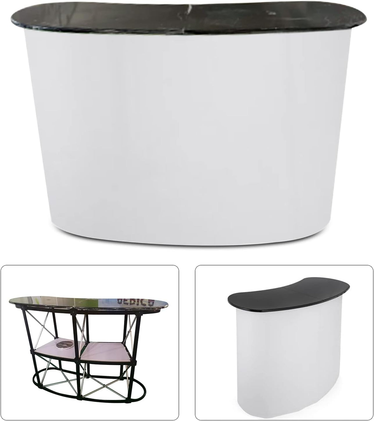 Foldable Pull-net Promotion Table Portable Trade Show Counter Free-Standing Display Counter Stand 51.97 Inches Reception Desk with Counter for Trade Shows, Promotions, and Retail Events