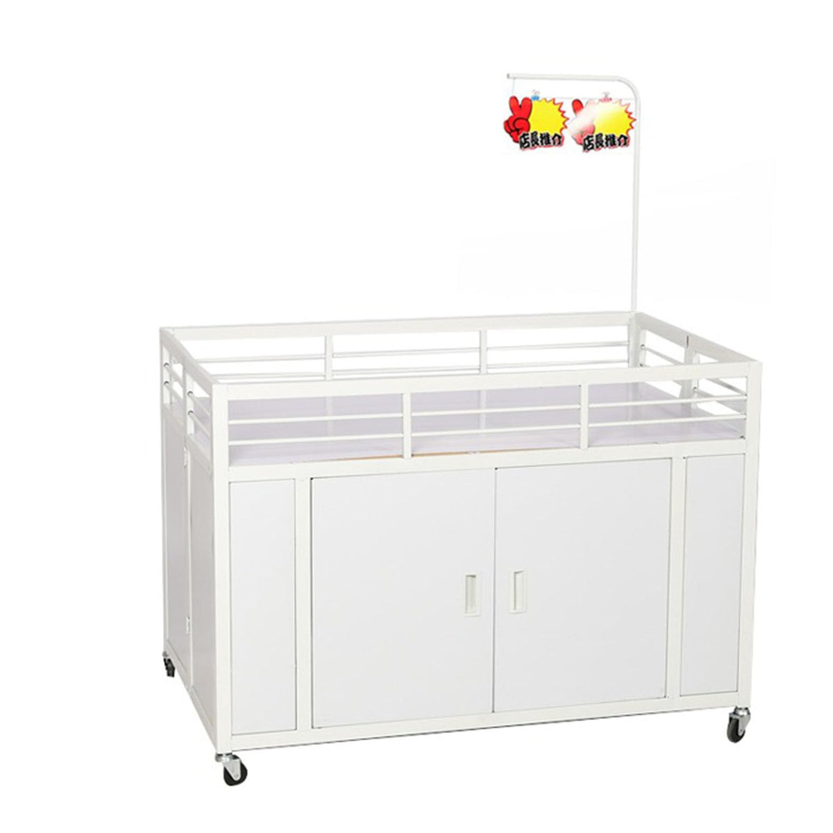 Mobile Portable Promotion Counter Tableï¼trade Show Podium Table Display Exhibition Counter Standï¼supermarket Demo Metal Display Banner Stand Reception Event Desk ï¼multi-purpose Flower Shelf