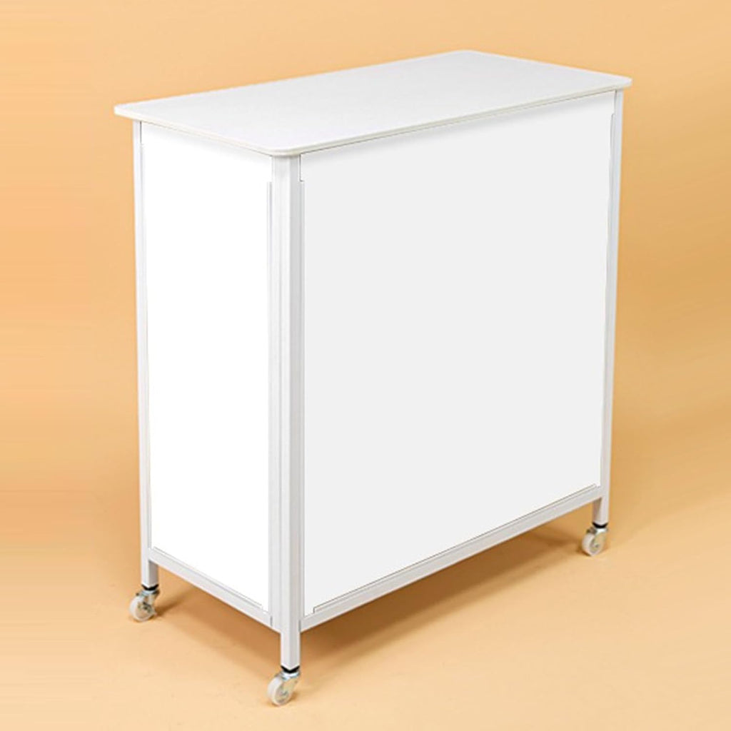 Mobile Portable Promotion Counter Table, Pop Up Podium Trade Show Exhibition Reception Event Desk Trade Show Display Counter Speech Stand ,Supermarket Tasting Table Advertising Display Banner Stand