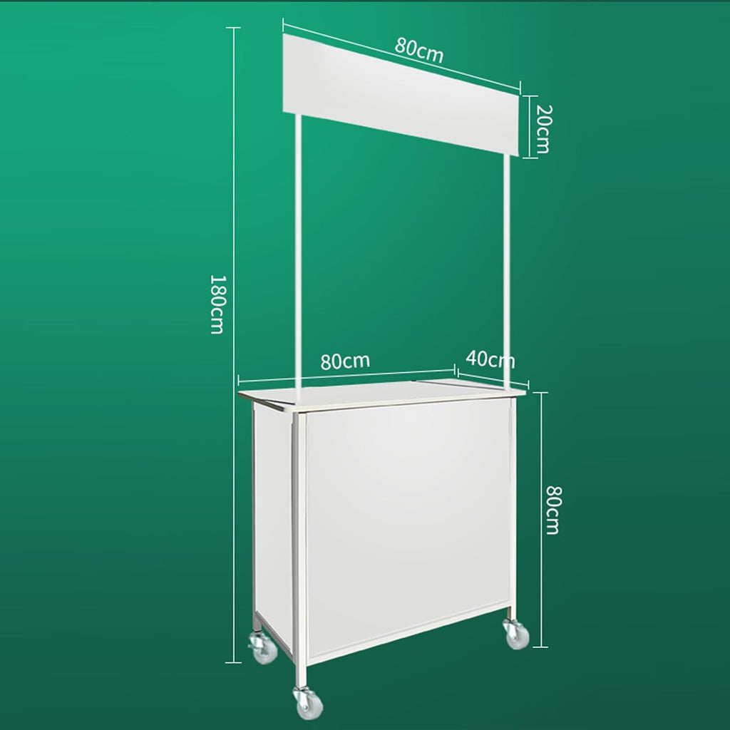 Mobile Portable Promotion Counter Table, Folding Retail Reception Event Front Desk Podium Table Exhibition Speech Stand,Supermarket Tasting Desk Booth Kiosk Trade Advertising Display Banner Stand