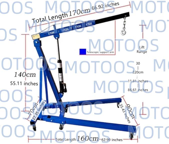 2 Ton Hydraulic Engine Hoist Crane, 4400LBS Folding Cherry Picker