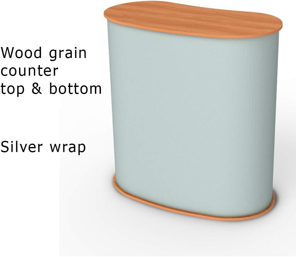 Vispronet Portable Trade Show Counter â 3ft Podium Countertop, Vendor Table with Silver Corrugated Plastic Sidewalls, Table Top Podium for Convention Booth Display, Carry Bag Included (Light Wood)