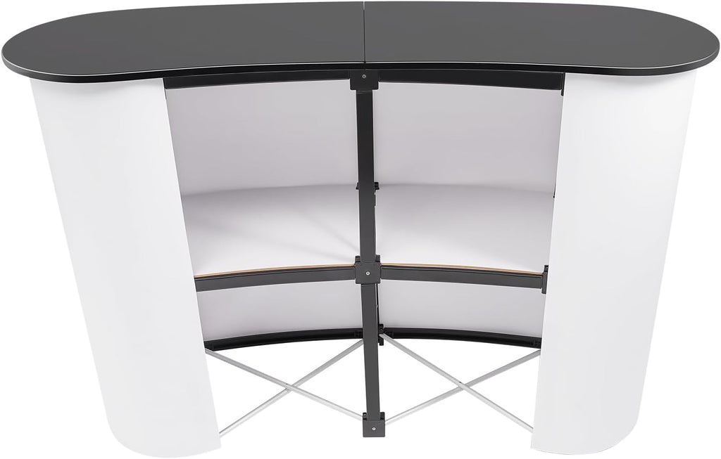 Portable Tradeshow Podium Table, 51.97" x 15.75" x 35.43", Display Exhibition Counter Desk with Support Feet, Foldable Promotion Retail Bar Table for Hotels, Shops, Halls, Libraries