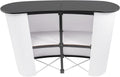 Portable Tradeshow Podium Table, 52"W x 16"D x 35"H Display Exhibition Counter Stand, Pop Up Table Lecterns Foldable Promotion Retail Bar Table Pop Up Podium with Storage Rack Curved