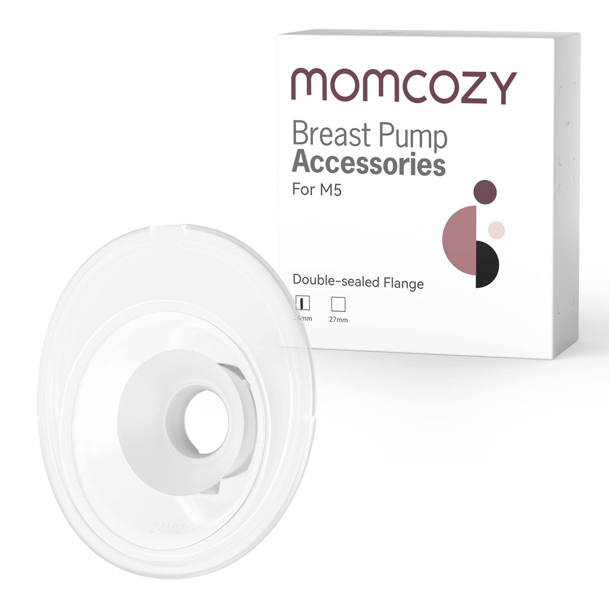 Momcozy M5 Lite Hands-Free Wearable Breast Pump, DoubleFit Flange for Baby-Like Comfort, 3 Modes & 9 Suction Levels, No Flange Insert or Hard Carry Case, 24mm, 2-Pack, Cozy Red