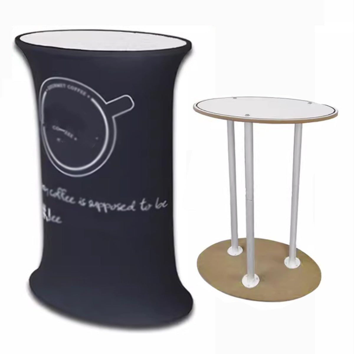 Portable Convex Promotion Counter Table, Detachable Banner Stand Podium for Tradeshow Exhibition Reception, Home Party Picnic Events Bar Show Table(Triangular)