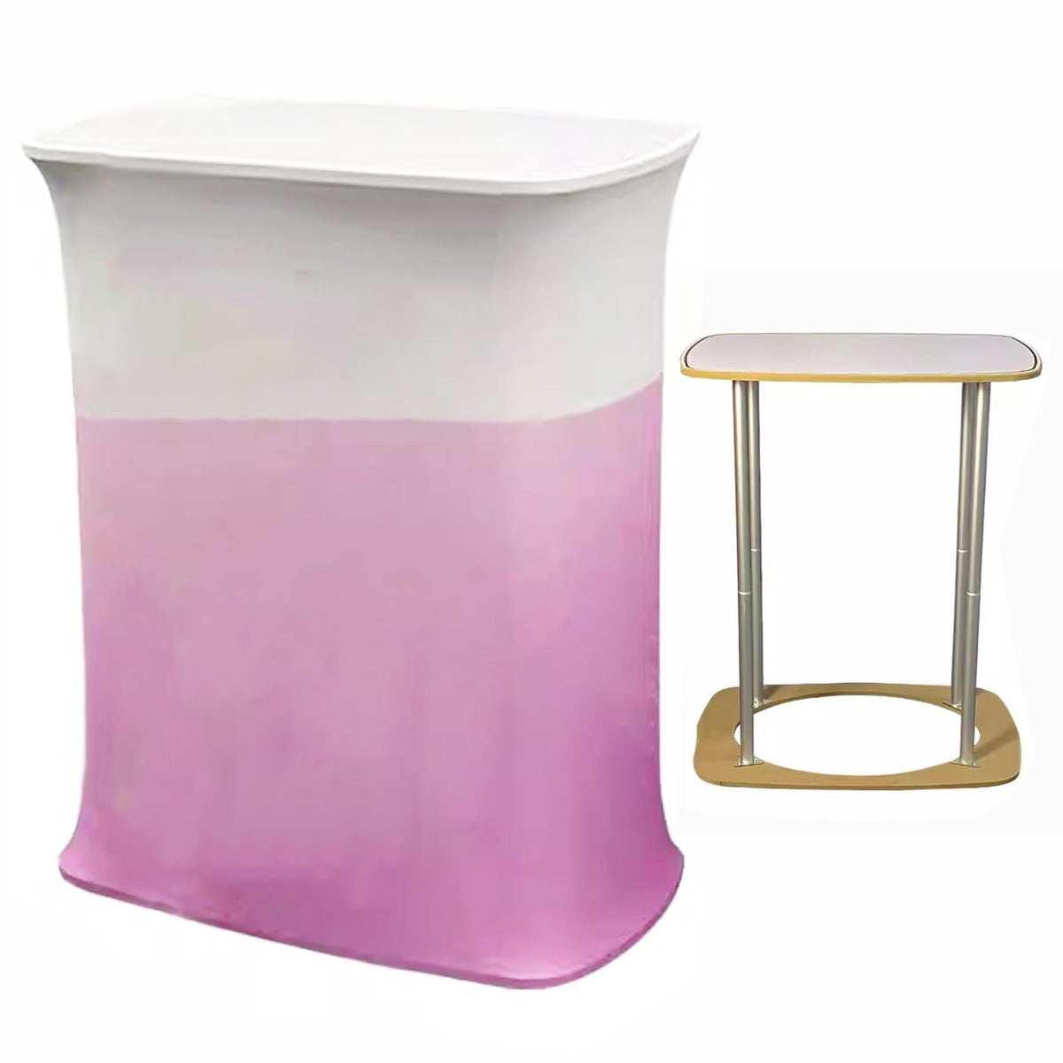 Portable Convex Promotion Counter Table, Detachable Banner Stand Podium for Tradeshow Exhibition Reception, Home Party Picnic Events Bar Show Table(Triangular)