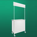 Mobile Portable Promotion Counter Table, Folding Retail Reception Event Front Desk Podium Table Exhibition Speech Stand,Supermarket Tasting Desk Booth Kiosk Trade Advertising Display Banner Stand