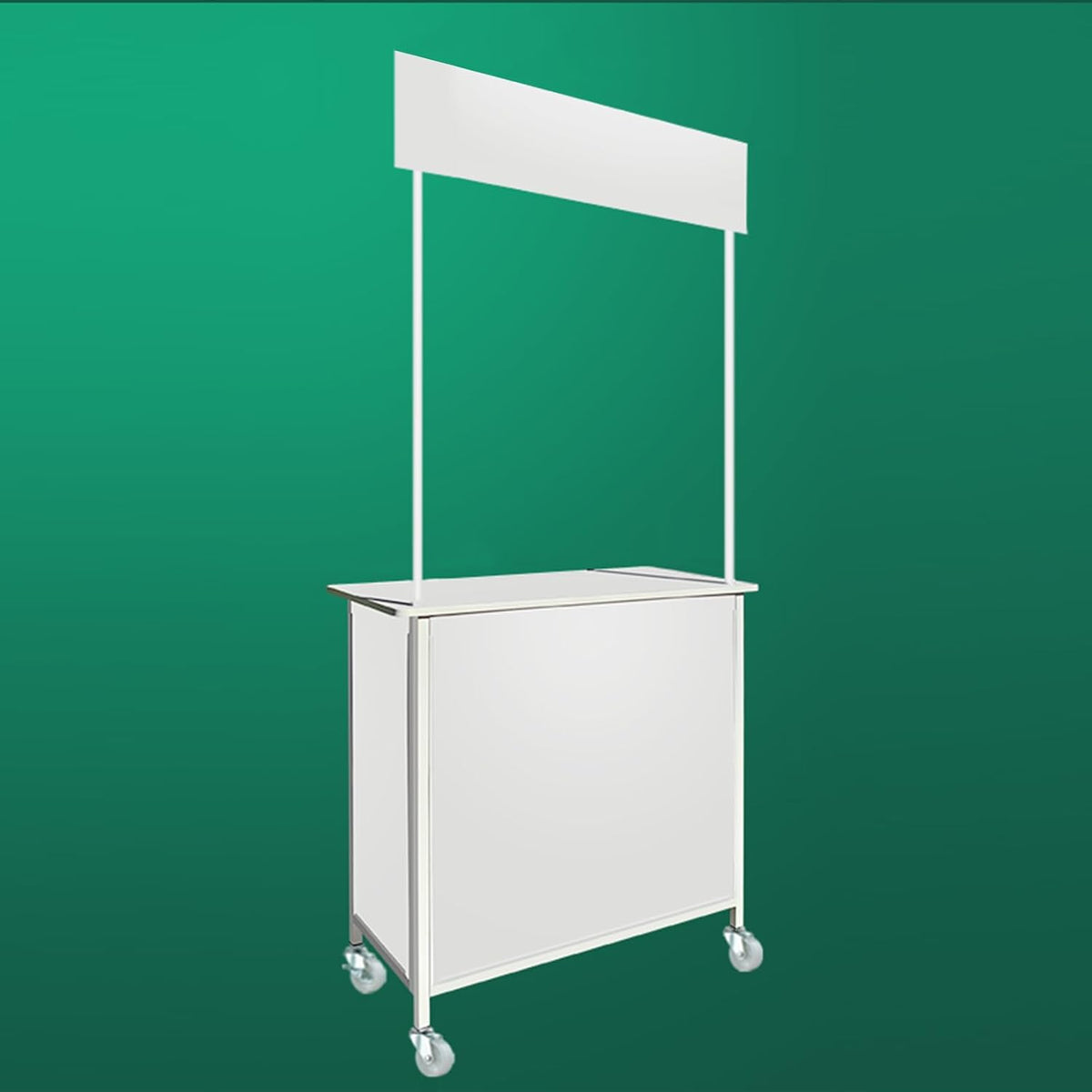 Mobile Portable Promotion Counter Table, Folding Retail Reception Event Front Desk Podium Table Exhibition Speech Stand,Supermarket Tasting Desk Booth Kiosk Trade Advertising Display Banner Stand