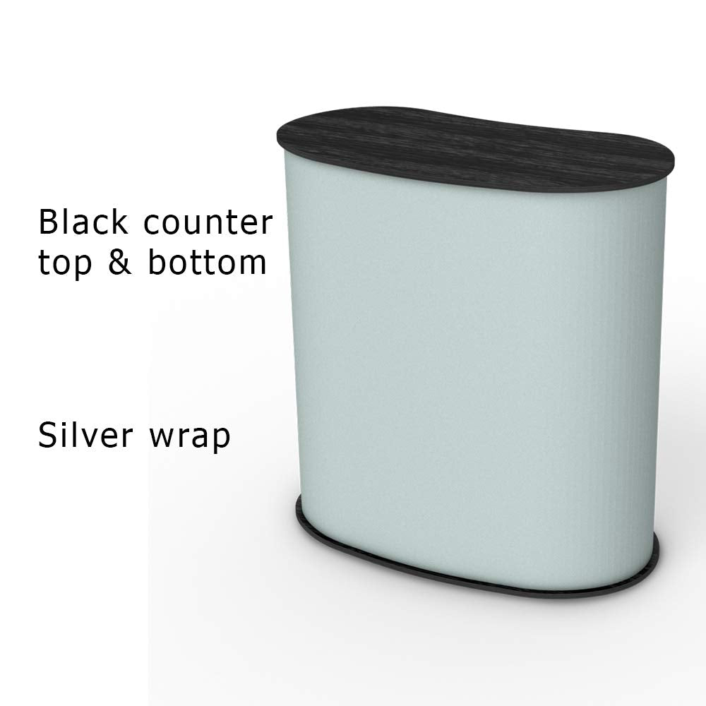 Vispronet Portable Trade Show Counter â 3ft Podium Countertop, Vendor Table with Silver Corrugated Plastic Sidewalls, Table Top Podium for Convention Booth Display, Carry Bag Included (Light Wood)