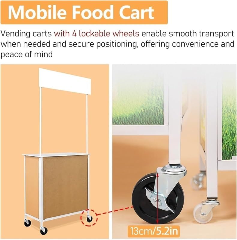 Mobile Portable Promotion Counter Table, Display Exhibition Counter Stand Booth Fair with Wall, Foldable Podium with Storage Rack/Carrying Bag