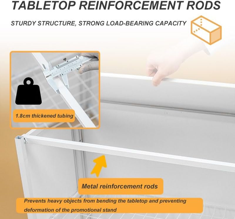 Portable Promotion Counter Reception Event Desk Front Desk Podium Table Trade Show Display Counter Speech Stand,Supermarket Tasting Table Booth Banner Advertising Stand (PVC, 74 x 36 x 83 cm)