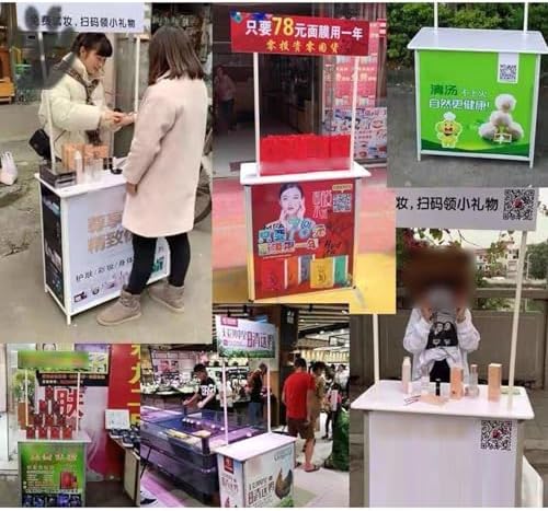 Portable Folding Counter Table - Event Reception Podium, Commercial Tasting Booth, Trade Show Display Stand for Exhibits & Advertising, Lightweight & Versatile