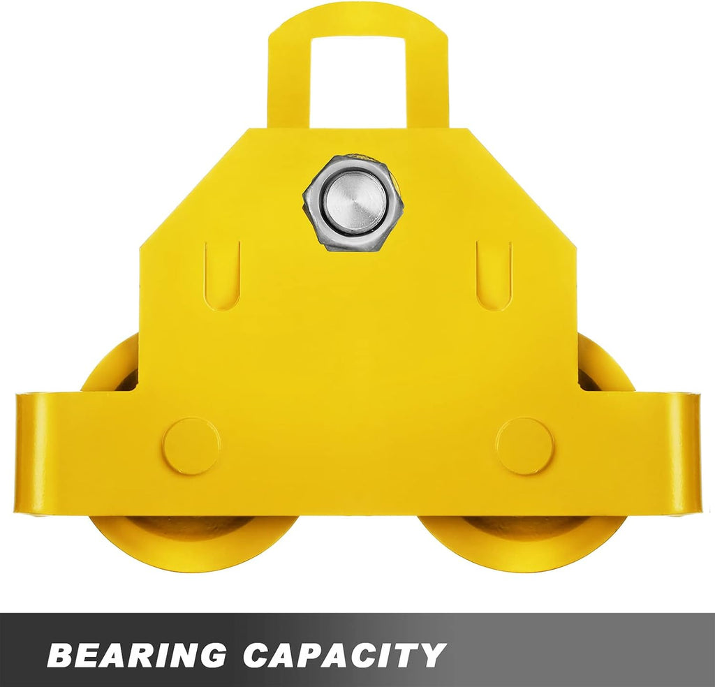 Manual Trolley, 6600LBS/3 Ton Capacity, Push Beam Trolley, Adjustable I-Beam Flange Width 3.9 Inch - 7 Inch, Dual Wheels Garage Hoist for Straight & Curved I Beam