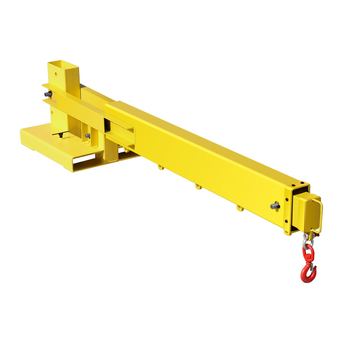 VEVOR Forklift Jib Boom Crane, 5500 lbs Capacity, Forklift Mobile Crane Lifting Hoist with 2 Hooks, Manual Telescopic 47.2-73.5 in, Boom Attachment Towing Handling Equipment for Warehouse & Factories