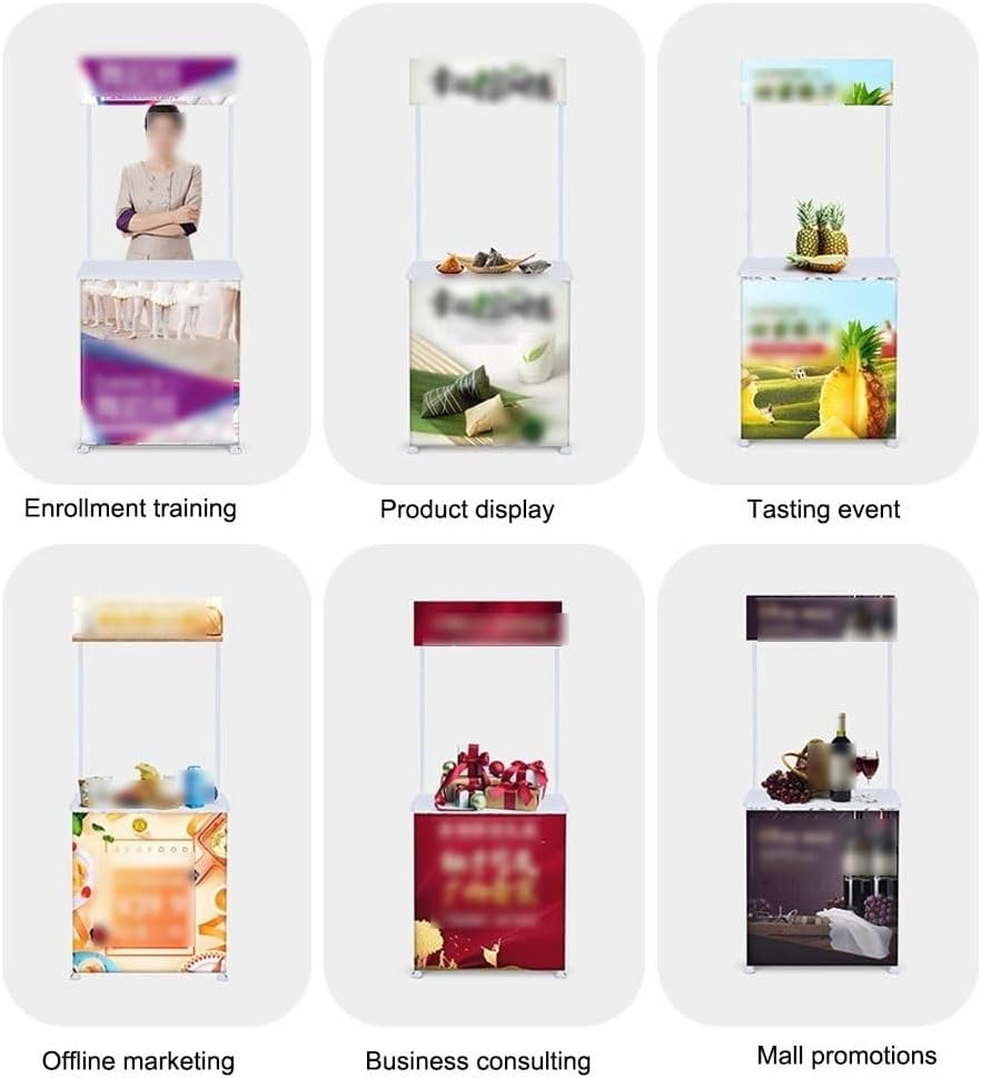 Portable Folding Promotion Table with Display Stand, Lightweight Trade Show Booth Counter for Supermarket Sampling, Advertising Events, Consultation Desk and Retail Exhibits