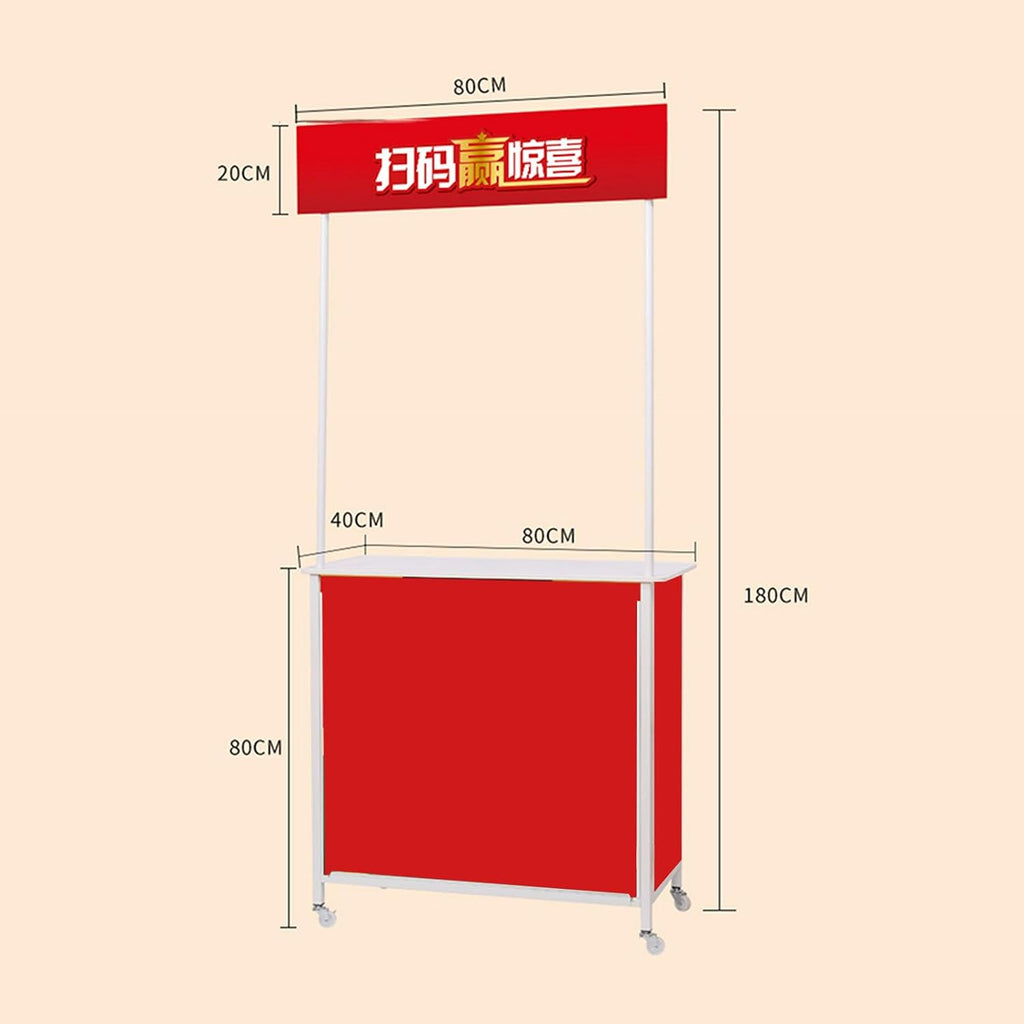 Foldable Promotion Tradeshow Exhibition Counter Stand with Display Board & Carrying Bag, Mobile Portable Supermarket Tasting Table Podium Table Advertising Booth Rack Banner Stand Reception Event De