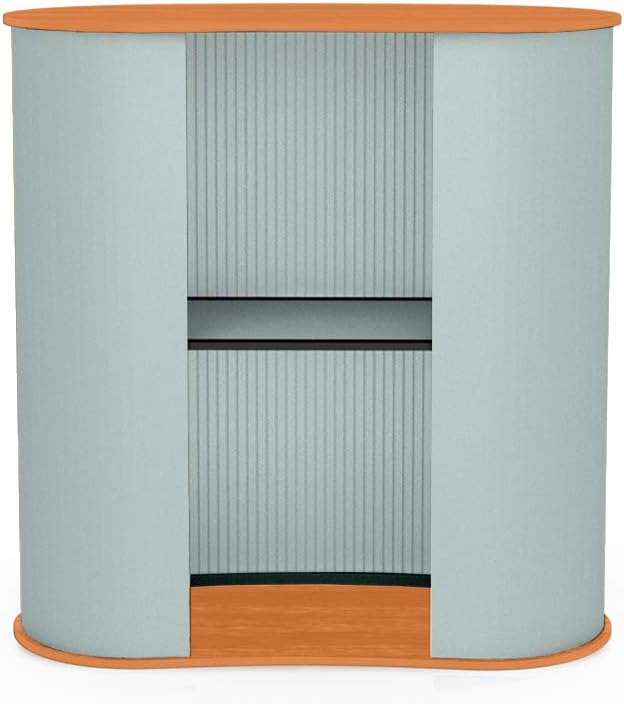 Vispronet Portable Trade Show Counter â 3ft Podium Countertop, Vendor Table with Silver Corrugated Plastic Sidewalls, Table Top Podium for Convention Booth Display, Carry Bag Included (Light Wood)