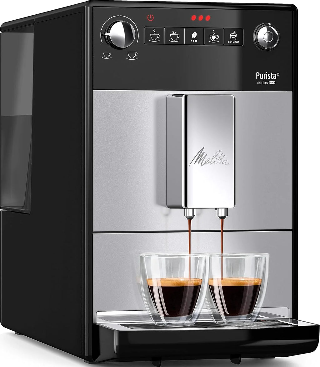 Melitta Purista - w pełni automatyczny ekspres do kawy z ulubioną funkcją kawy, z młynkiem i 3-stopniową regulacją mocy kawy, do kawy i espresso, czarny