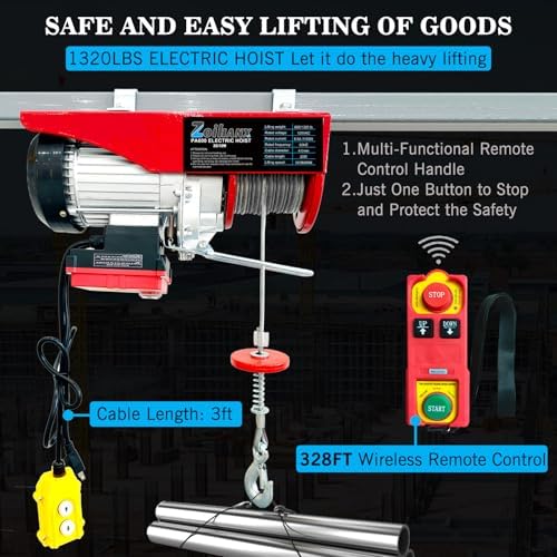 PA600 Electric Hoist with IâBeam Trolley Electric,Overhead Garage Crane,pa Hoist with Trolley,Electric Traveling Hoist,Garage Lifting Hoist