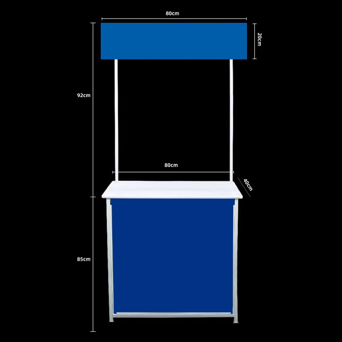 Portable Trade Show Counter Table Exhibition Foldable Promotional Counter Retail Advertising Display Banner Stand Supermarket Tasting Table Reception Event Desk (PVC Board, 80 * 40 * 85 cm)