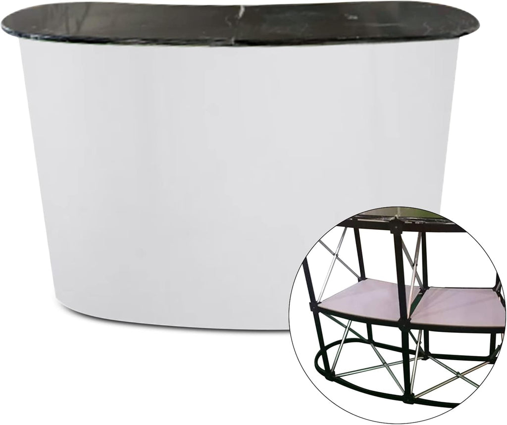 Foldable Pull-net Promotion Table Portable Trade Show Counter Free-Standing Display Counter Stand 51.97 Inches Reception Desk with Counter for Trade Shows, Promotions, and Retail Events
