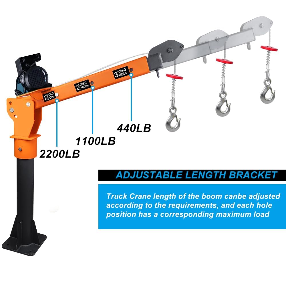new Folding Dismountable Household Jib Crane Truck - 1100lb Capacity 110V Electric Hoist, 880lb Pulling Force for Factories, Warehouses, Construction & Buildingï¼Orange