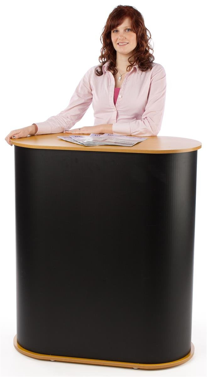 Displays2go Trade Show Counter with Satin Gray Sidewalls