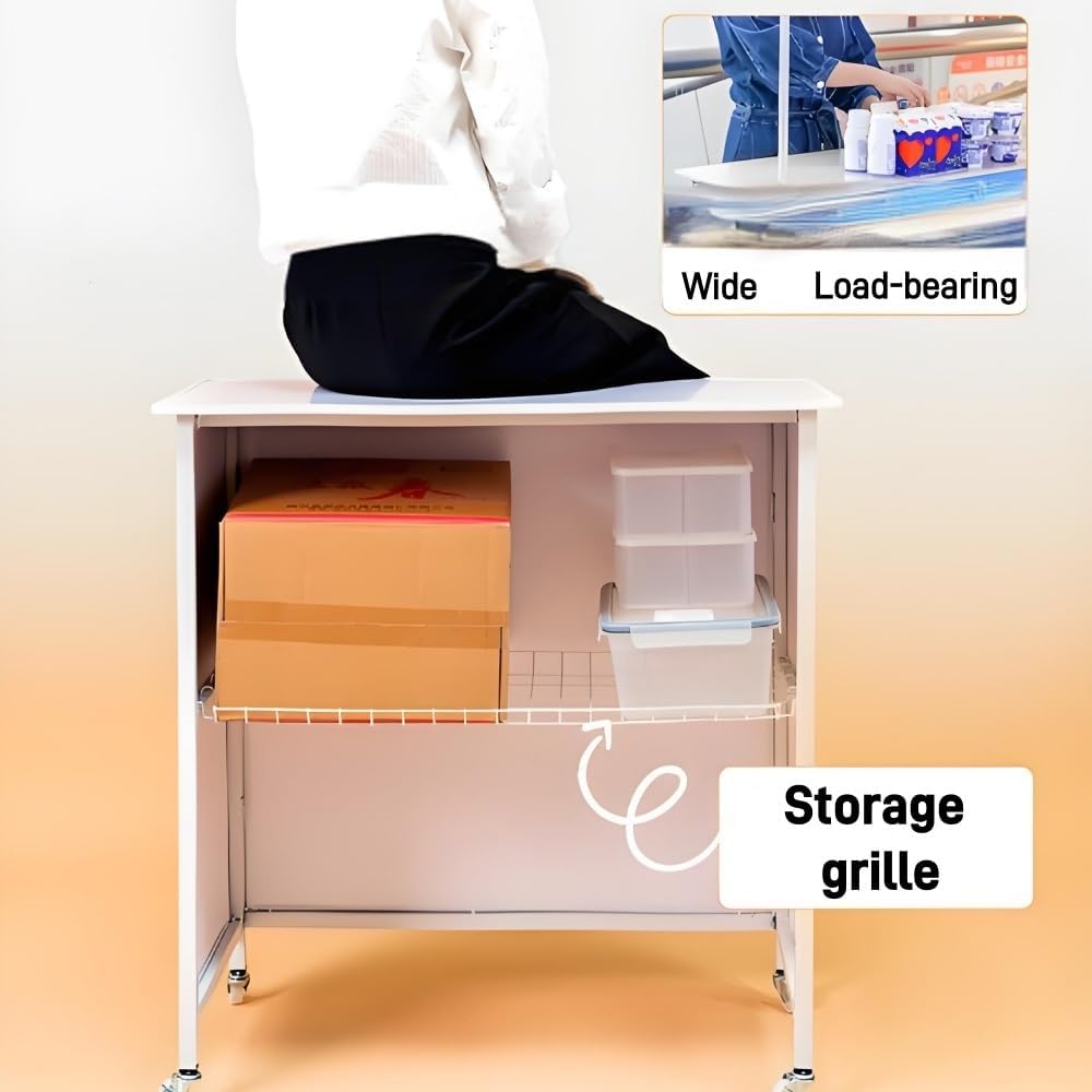 Mobile Portable Display Counter Table, Foldable Tradeshow Stand, Supermarket Demo Table, Event Reception Desk for Indoor Outdoor Use