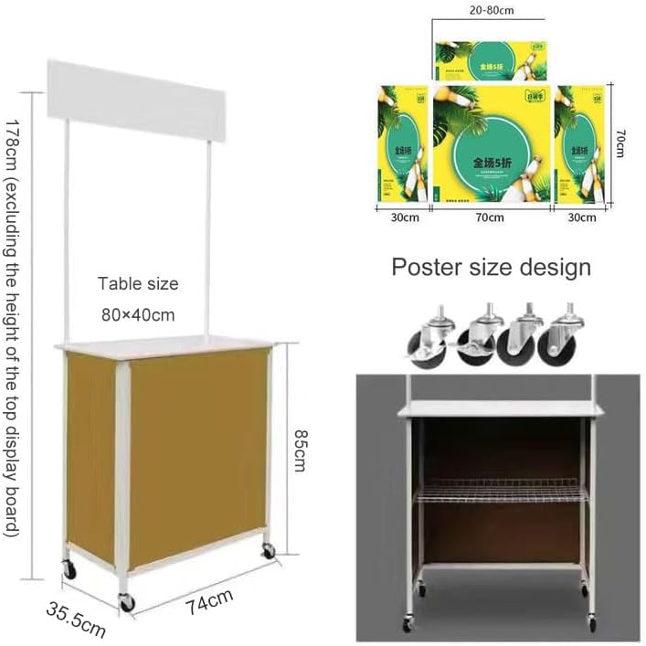 Portable Folding Counter Table - Event Reception Podium, Commercial Tasting Booth, Trade Show Display Stand for Exhibits & Advertising, Lightweight & Versatile