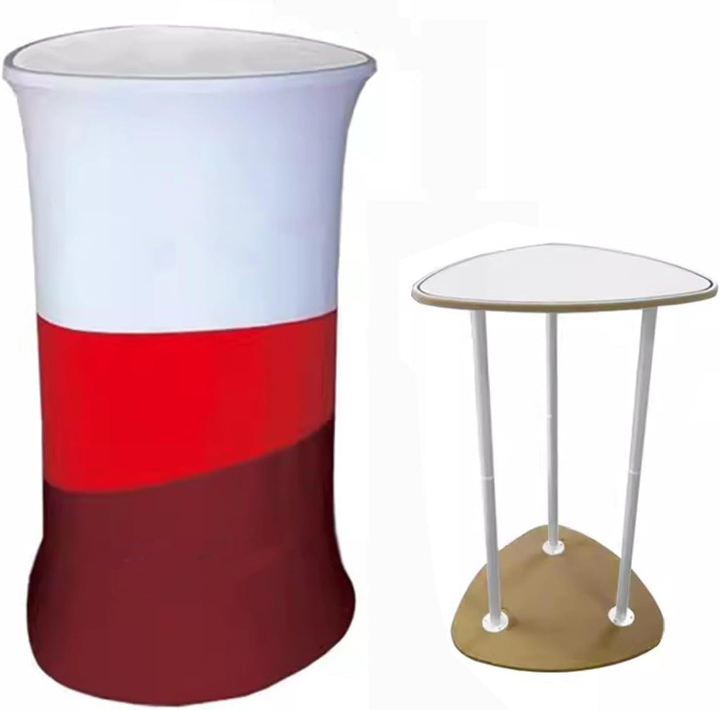 Portable Convex Promotion Counter Table, Detachable Banner Stand Podium for Tradeshow Exhibition Reception, Home Party Picnic Events Bar Show Table(Triangular)