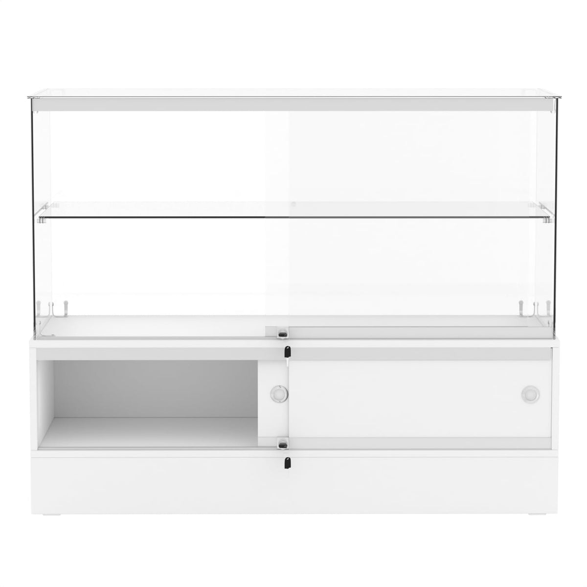 48" W x 17.9" D x 37.9" H - Black Full Vision Retail Display Case, Tempered Glass Display Cabinet with Glass Shelves and Storage Compartment,Storage Cabinets for Retail and Collectible Display