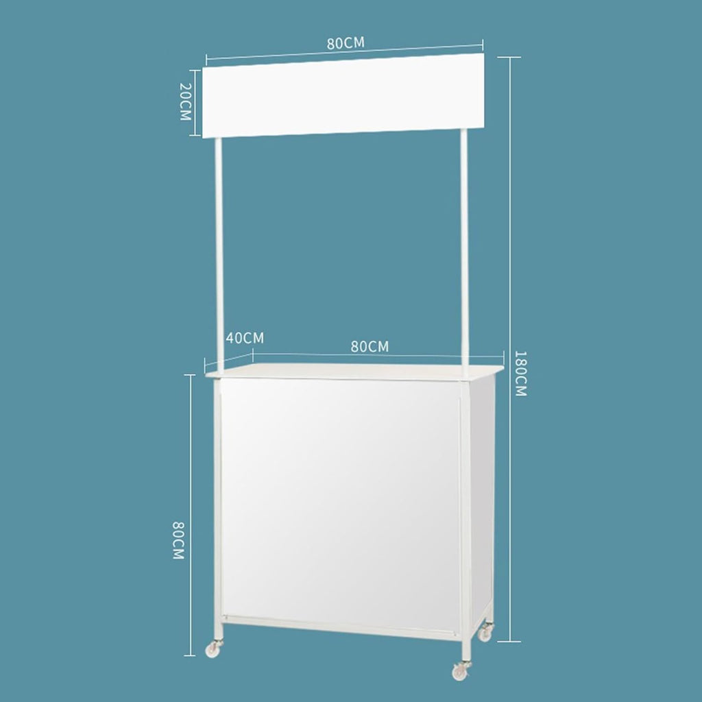 Mobile Portable Promotion Counter Table, Pop Up Podium Trade Show Exhibition Reception Event Desk Counter Speech Stand ,Commercial Supermarket Folding Tasting Table Booth Kiosk Display Banner Stand